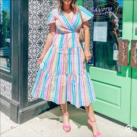 rainbow gingham dress